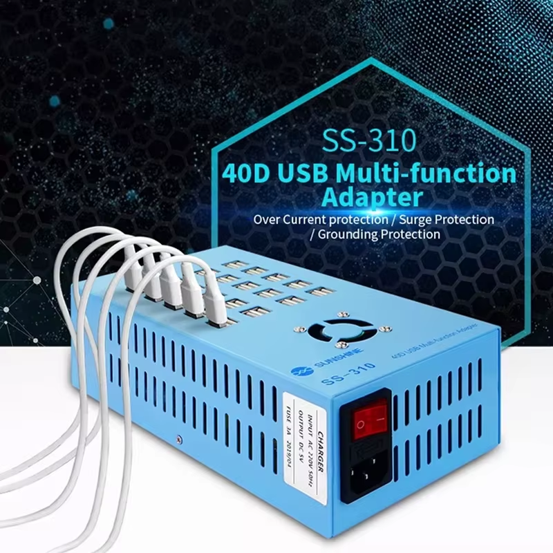 Laddstation Sunshine SS-310, 40 x USB-A, Blå