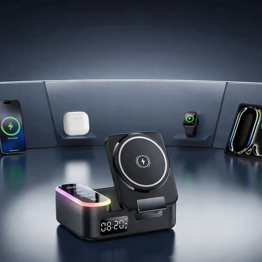 Laddstation Yesido DS38 Display QI 3in1, 65W, 3A, 1 x USB-A - 2 x USB-C, Svart