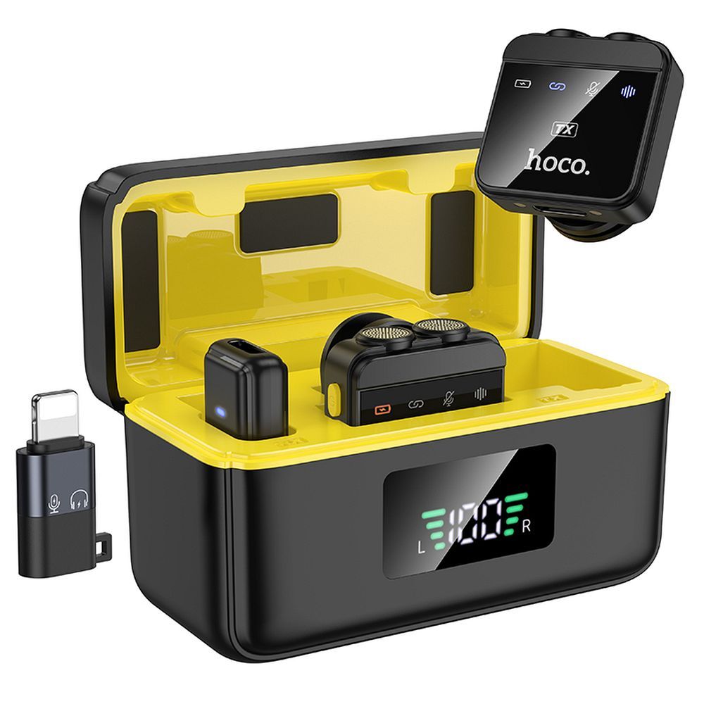 Lavaliermikrofon HOCO L17, USB-C / Lightning, Set med 2 stycken, Svart