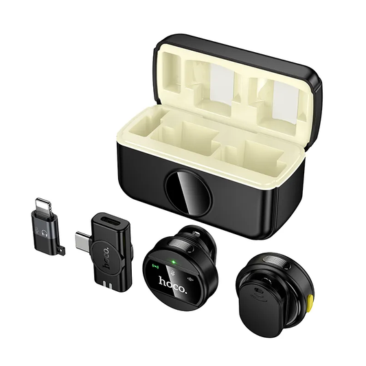 Lavaliermikrofon HOCO L22, USB-C / Lightning, Set med 2 stycken, Svart