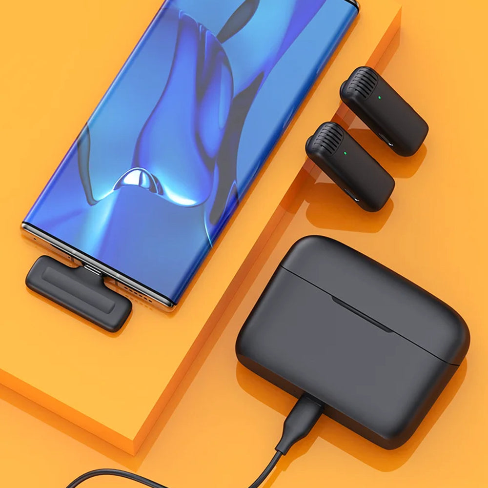 Techsuit LW4 Lavalier, USB-C, Set om 2, Svart