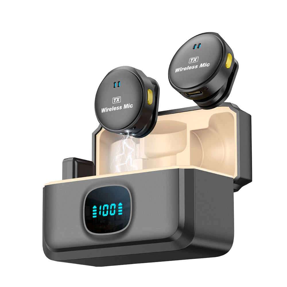 Techsuit LW5 lavaliermikrofon, USB-C, set med 2 stycken, svart