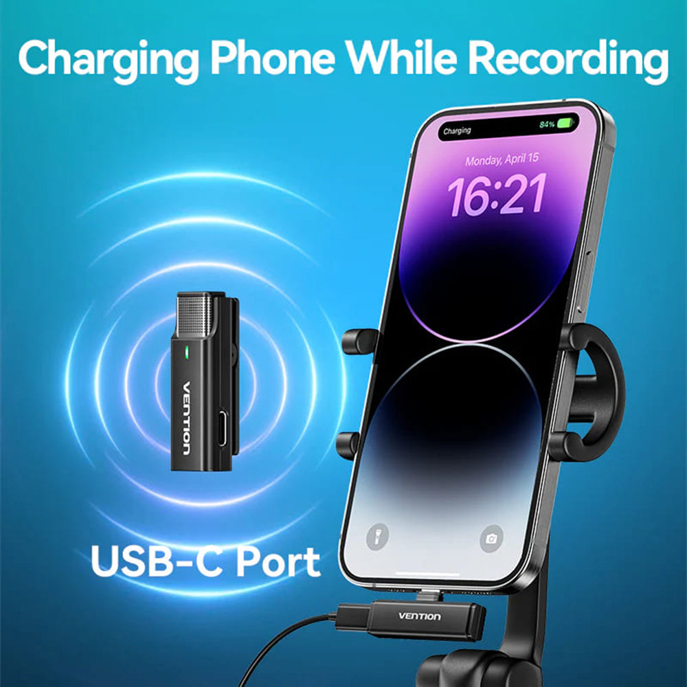 Vention Clip-On Lavalier, USB-C, Set med 2 stycken, Svart