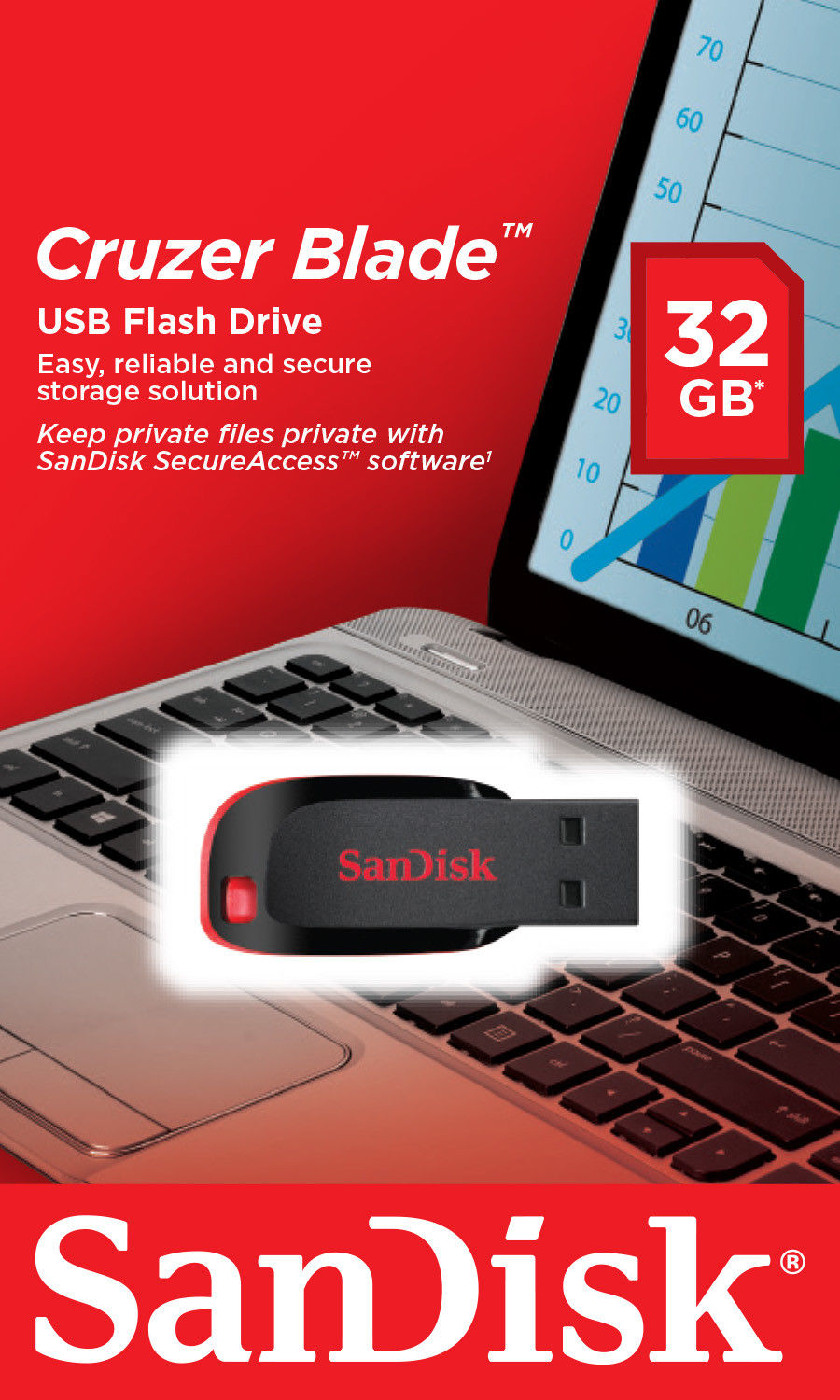 Externminne USB-A SanDisk Cruzer Blade, 32Gb SDCZ50-032G-B35
