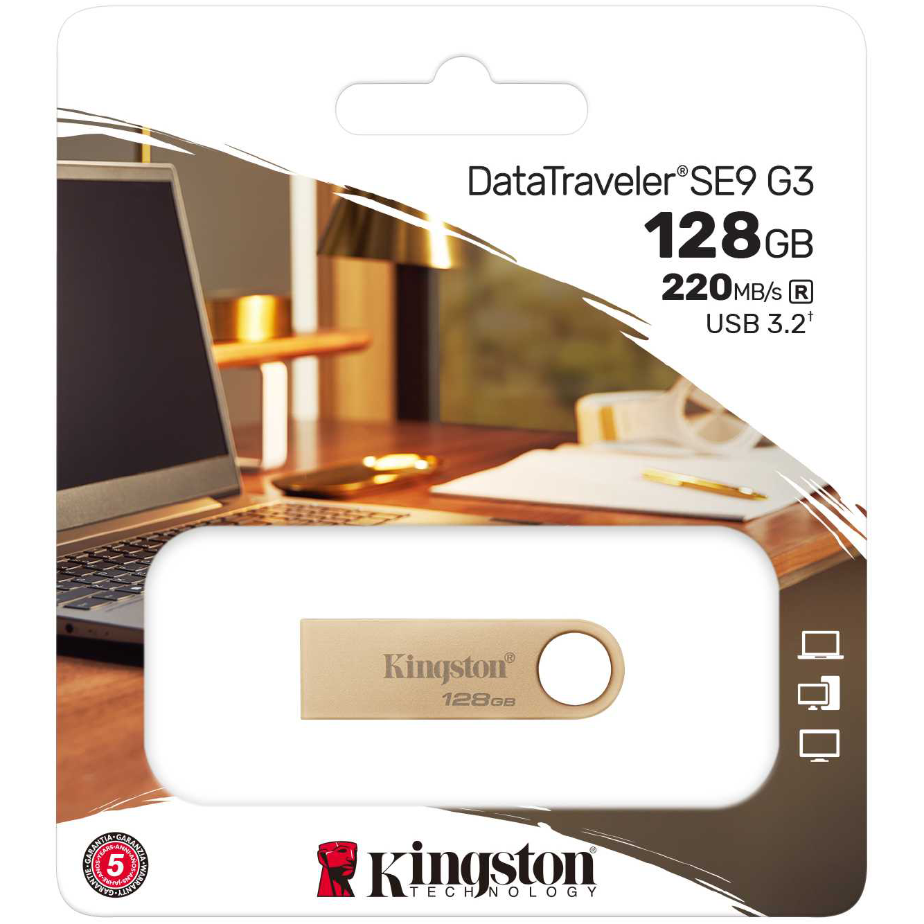 Externminne USB-A 3.2 Kingston DT SE9 G3, 128Gb DTSE9G3/128GB