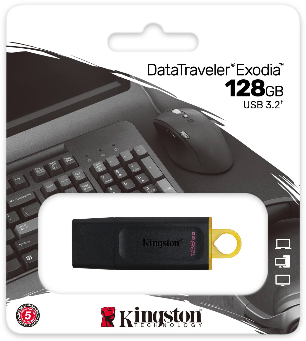 Extern USB-A 3.2-minne Kingston DT Exodia, 128GB, Omslaget DTX/128GB