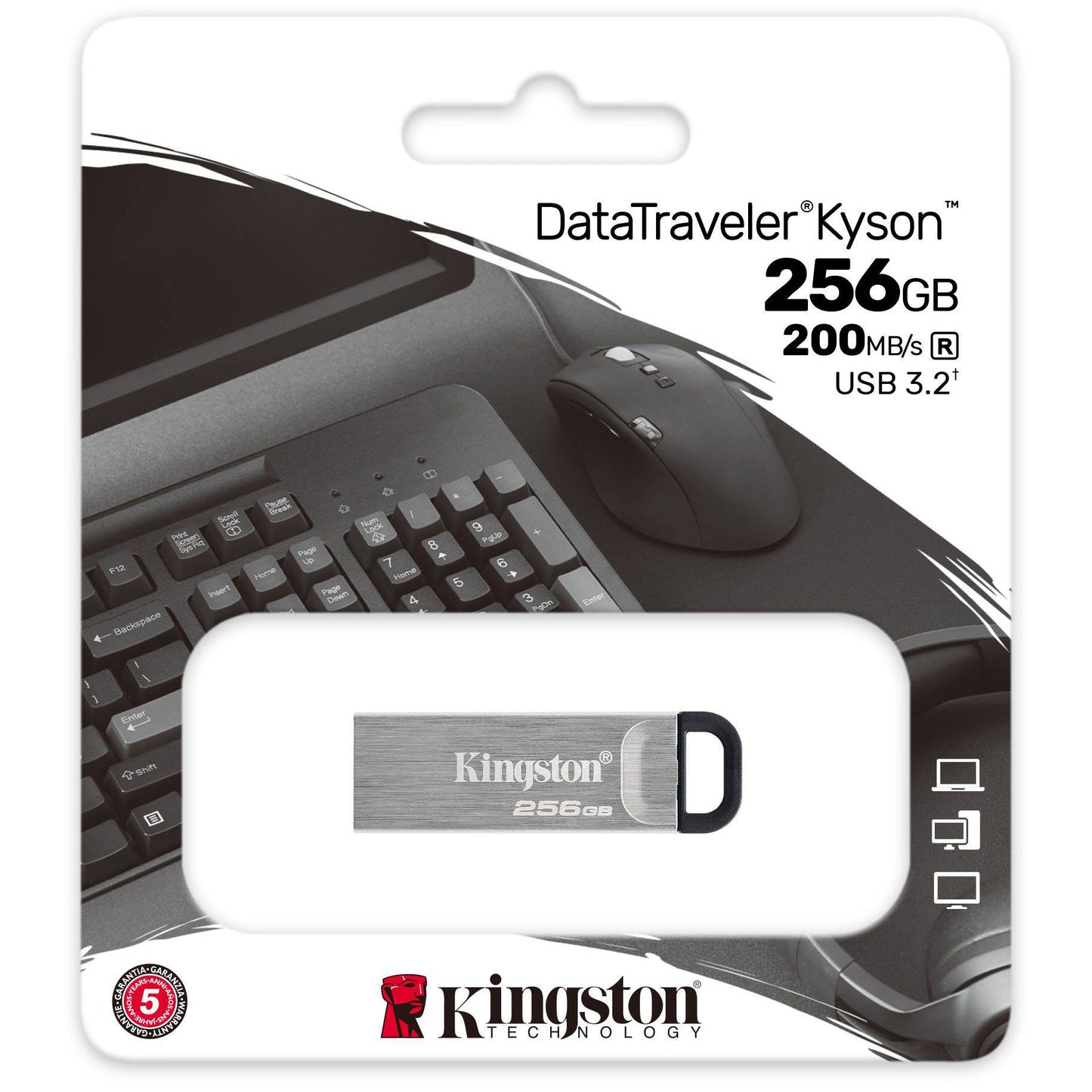 Externminne USB-A 3.2 Kingston DT Kyson, 256Gb DTKN/256GB