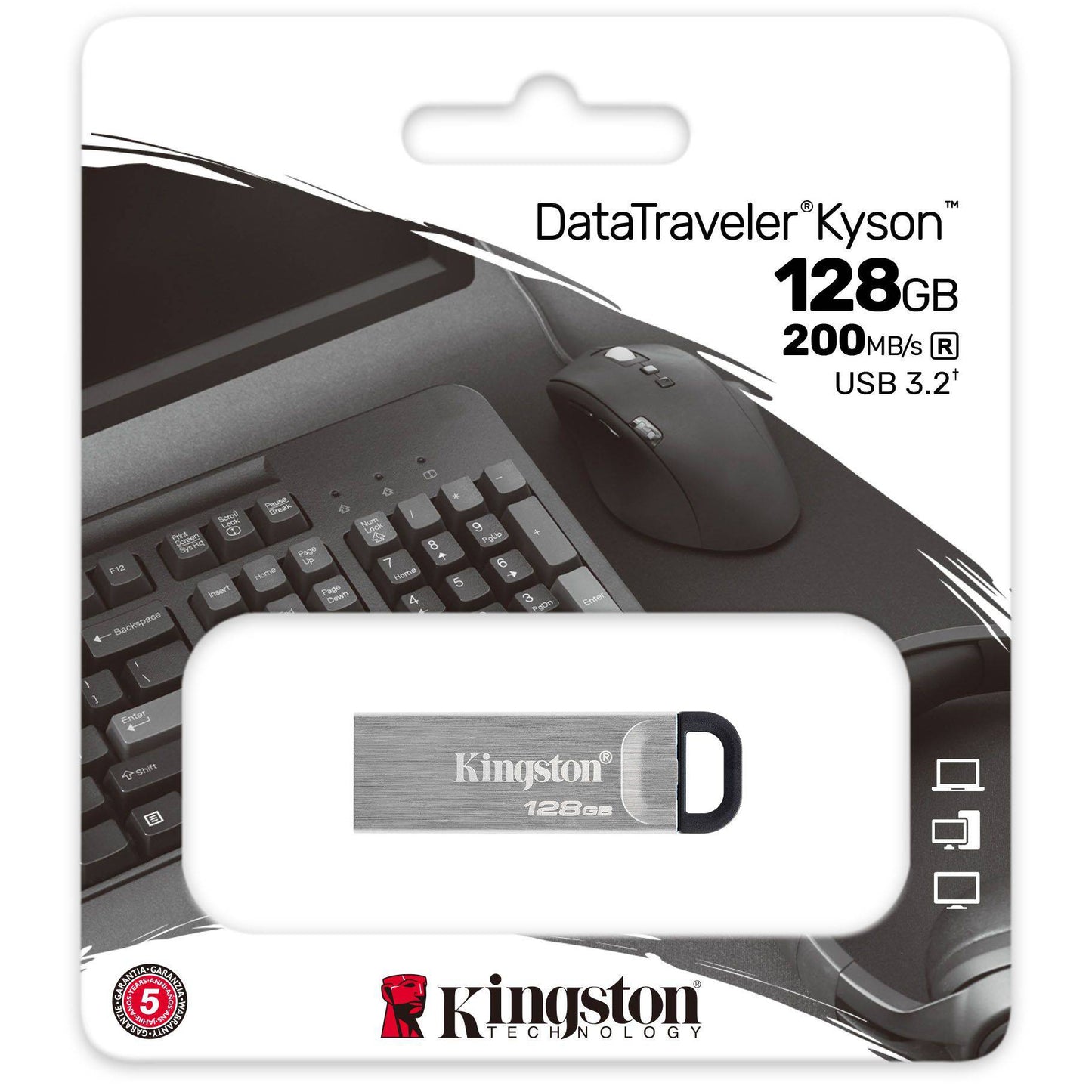 Externminne USB-A 3.2 Kingston DT Kyson, 128Gb DTKN/128GB