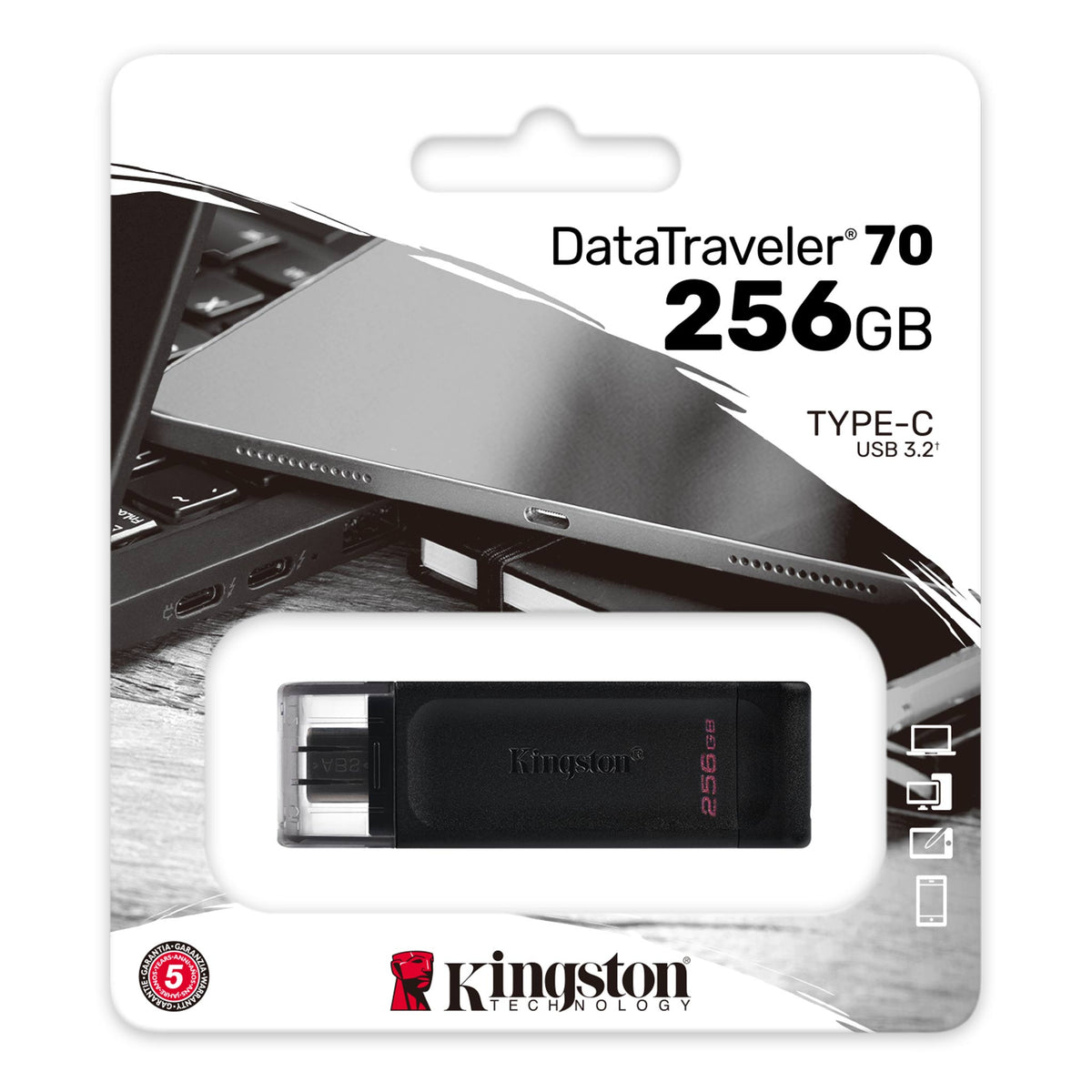 Extern USB-C-minne Kingston DT70, 256Gb DT70/256GB