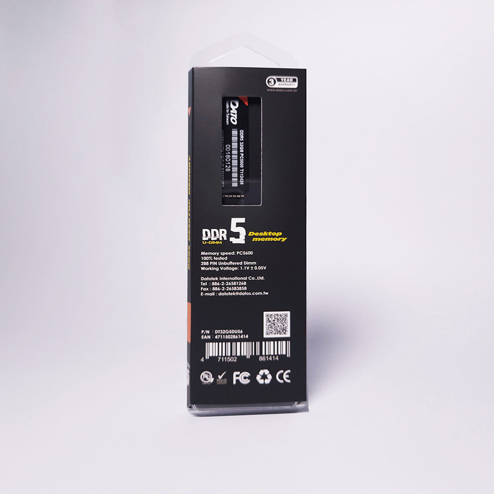 RAM-minne Dato, DDR5, 8GB, 5600Mhz, Svart DT8G5DU56