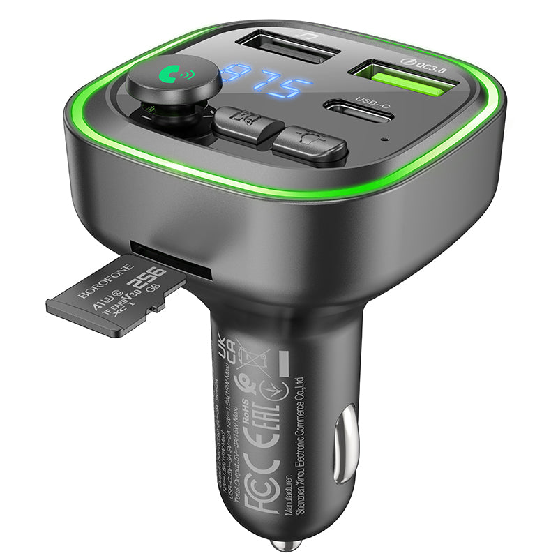 FM Bluetooth-modulator Borofone BC48, 2 x USB-A - 1 x USB-C - 1 x microSD