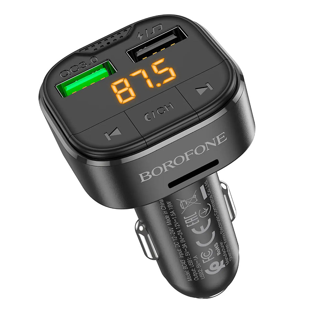 FM Bluetooth Modulator Borofone BC43 Flash, 2 x USB-A - 1 x microSD