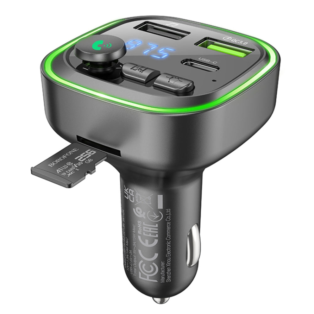 FM Bluetooth-modulator Borofone BC48, 2 x USB-A - 1 x USB-C - 1 x microSD