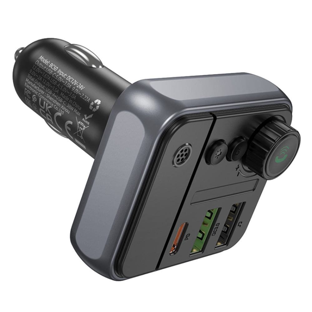 FM Bluetooth-modulator Borofone BC50 Ascenso, 2 x USB-A - 1 x USB-C