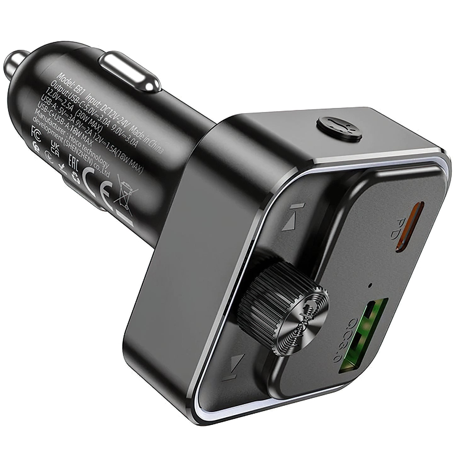 HOCO E81 Bluetooth FM Modulator, 1 x USB-A - 1 x USB-C