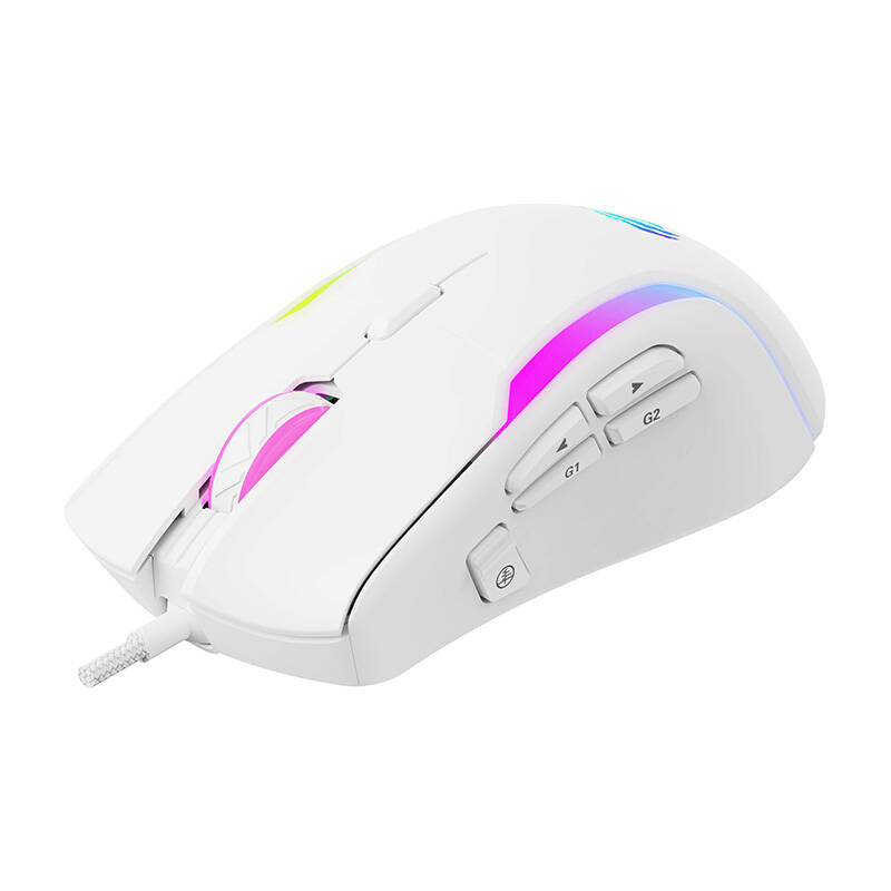 Gamingmus med sladd USB HAVIT MS1033, RGB, 800DPI - 8000DPI, Vit
