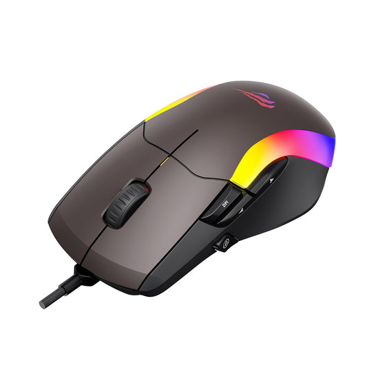 Gamingmus med kabel USB HAVIT MS959S, RGB, 1200DPI - 8000DPI, 1.6m, Svart Ockra