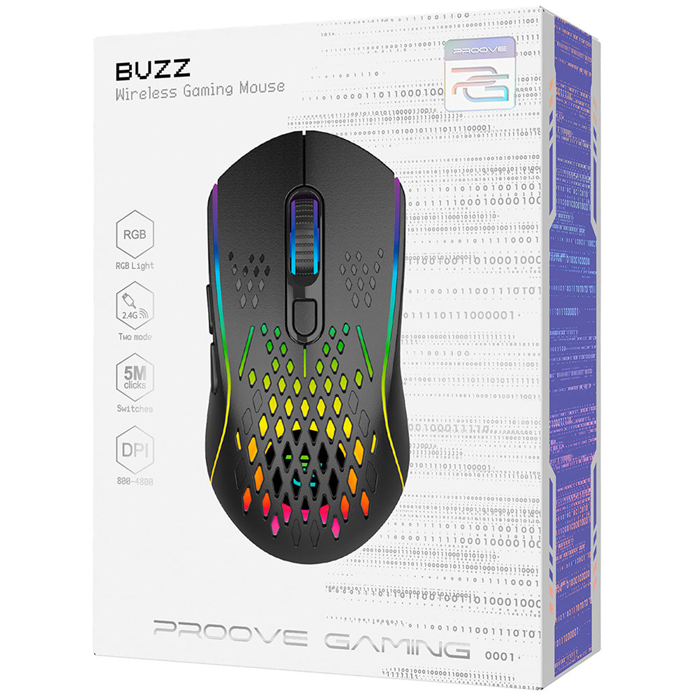 Trådlös Gamingmus Proove Buzz, RGB, 800DPI - 4800DPI, Svart WMBU00022401