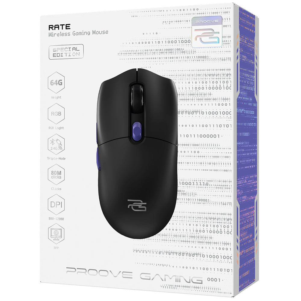 Trådlös Gamingmus Proove Rate Special Edition, 800DPI - 12000DPI, Svart CMRTWRS03001