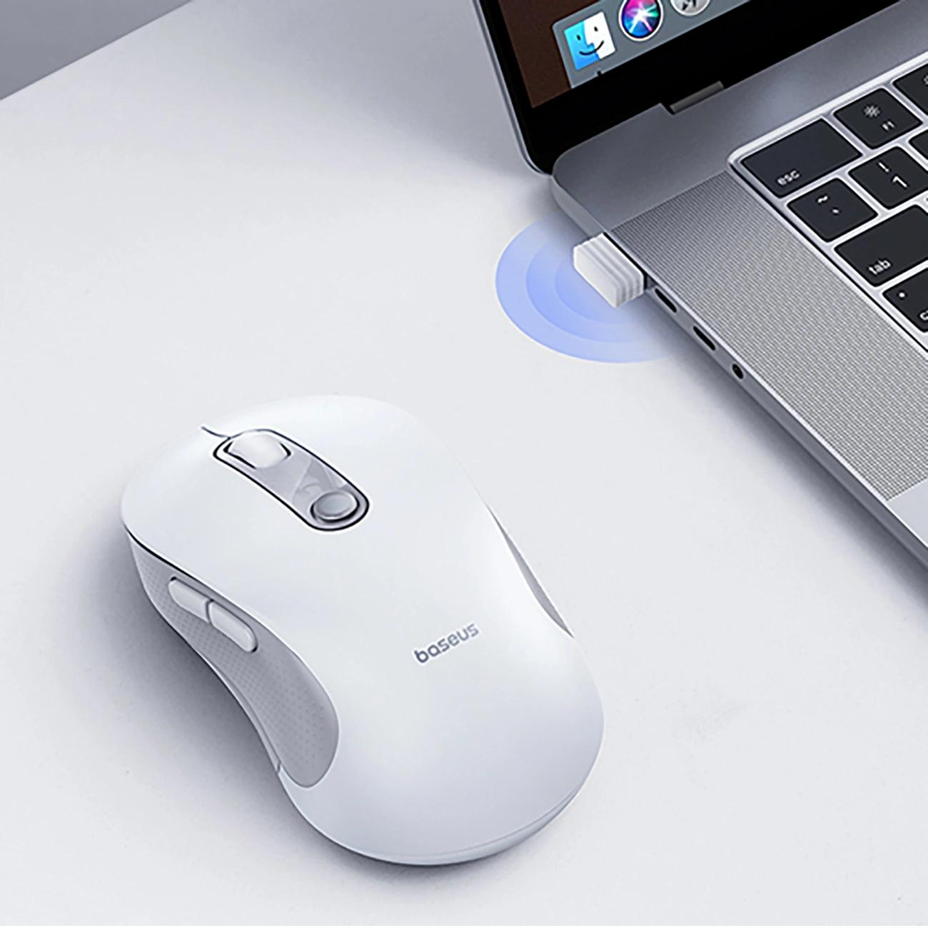 Trådlös mus Baseus F02, 1600DPI, Wi-Fi, Vit B0203302