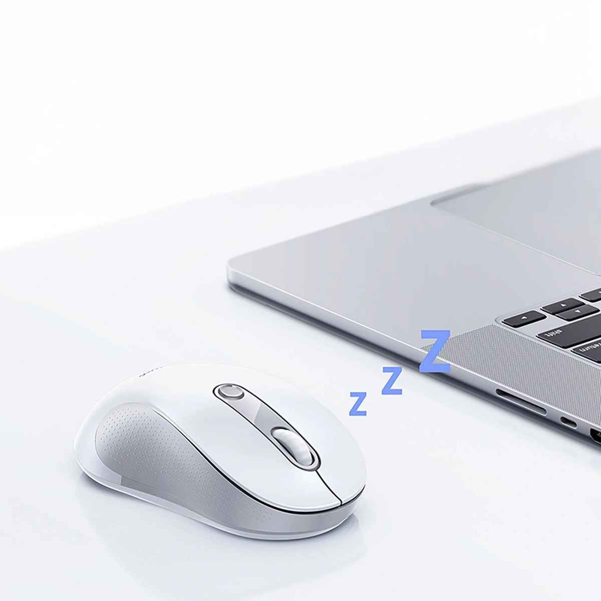 Trådlös mus Baseus F02, 4000DPI, BT / Wi-Fi, Vit B0203202