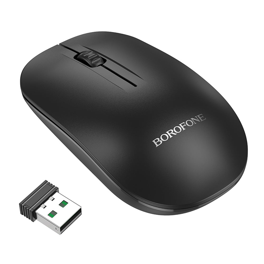 Trådlös mus Borofone BG14 Planet, 1000DPI, BT / Wi-Fi, Svart