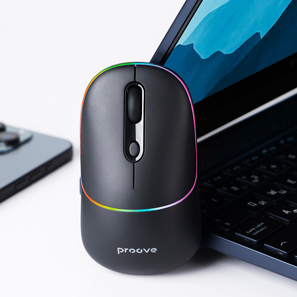 Trådlös mus Proove Blink, RGB, 800DPI - 1600DPI, BT / Wi-Fi, Svart WMBL00002001