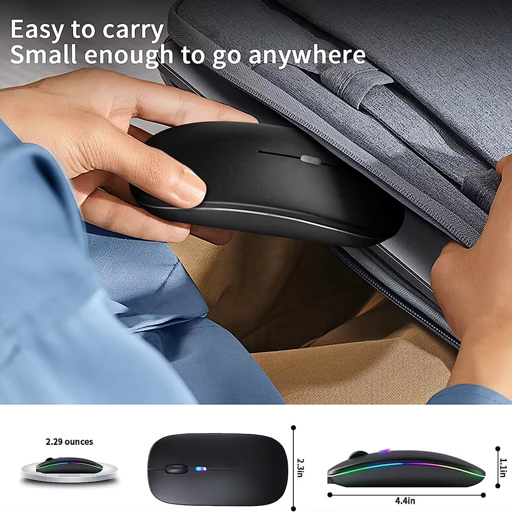 Techsuit M1 Wireless Mouse, RGB, 1600DPI, BT / Wi-Fi, Black