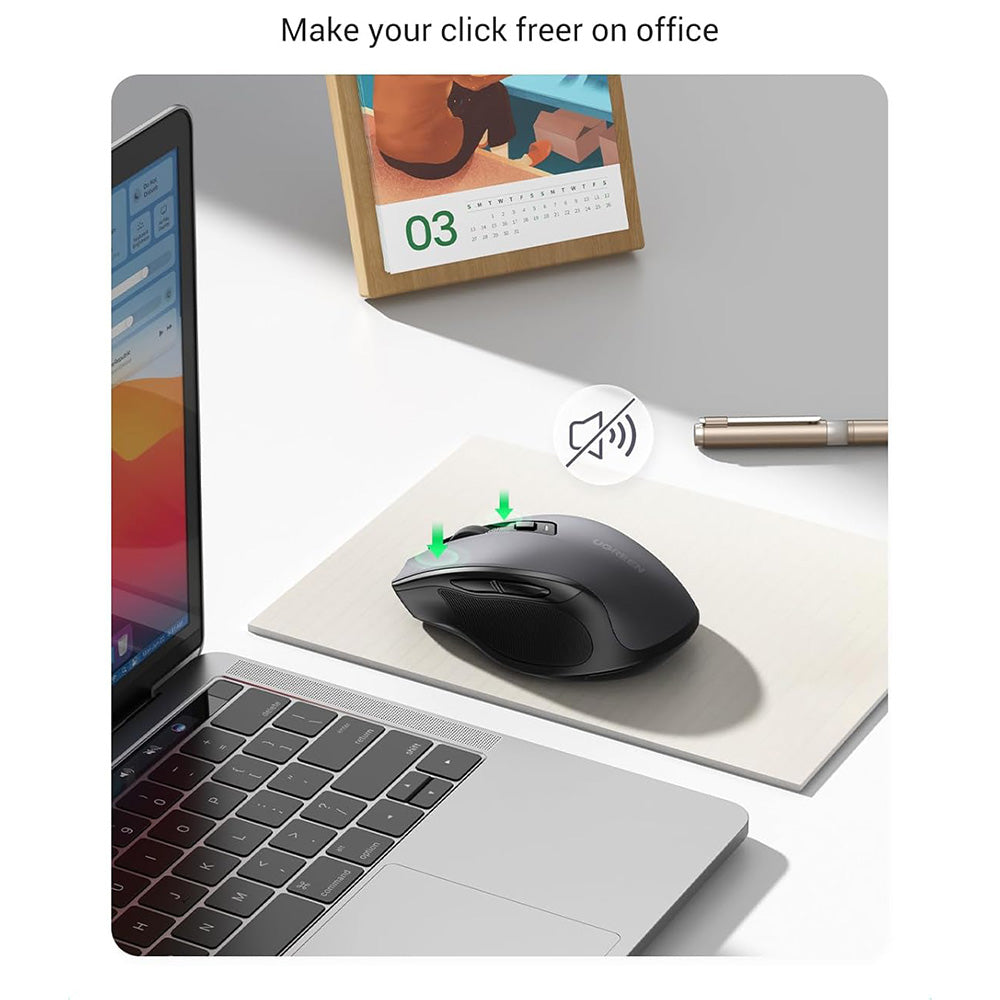 Trådlös mus UGREEN MU006S (85082), 4000DPI, BT / Wi-Fi, Grå