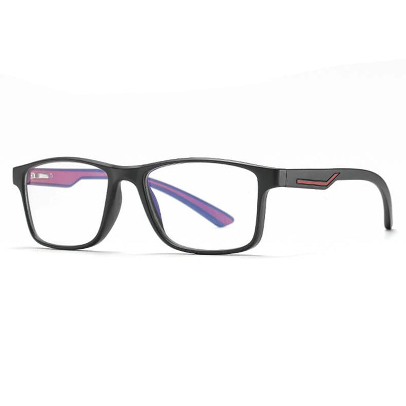 Techsuit F2388 Herrdatorglasögon, Anti-blått ljus, Svart Röd