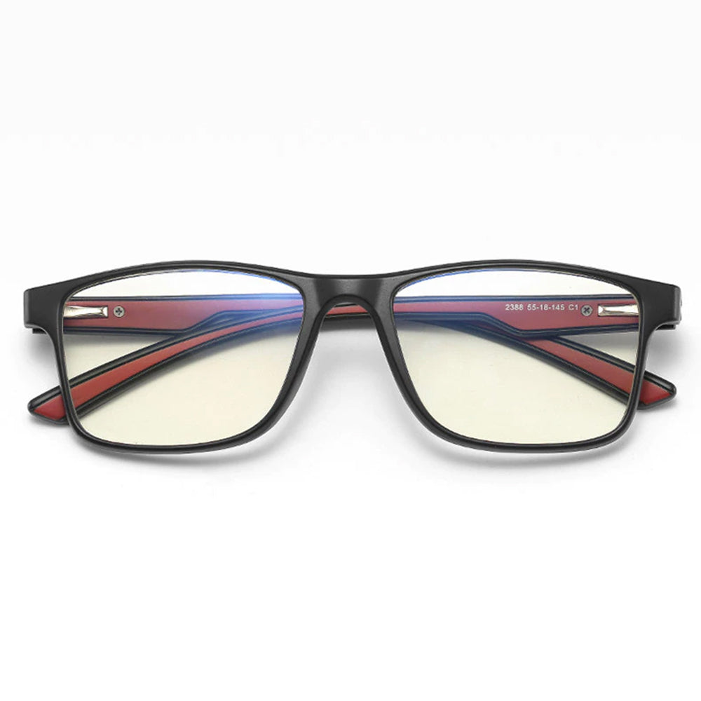 Techsuit F2388 Herrdatorglasögon, Anti-blått ljus, Svart Röd
