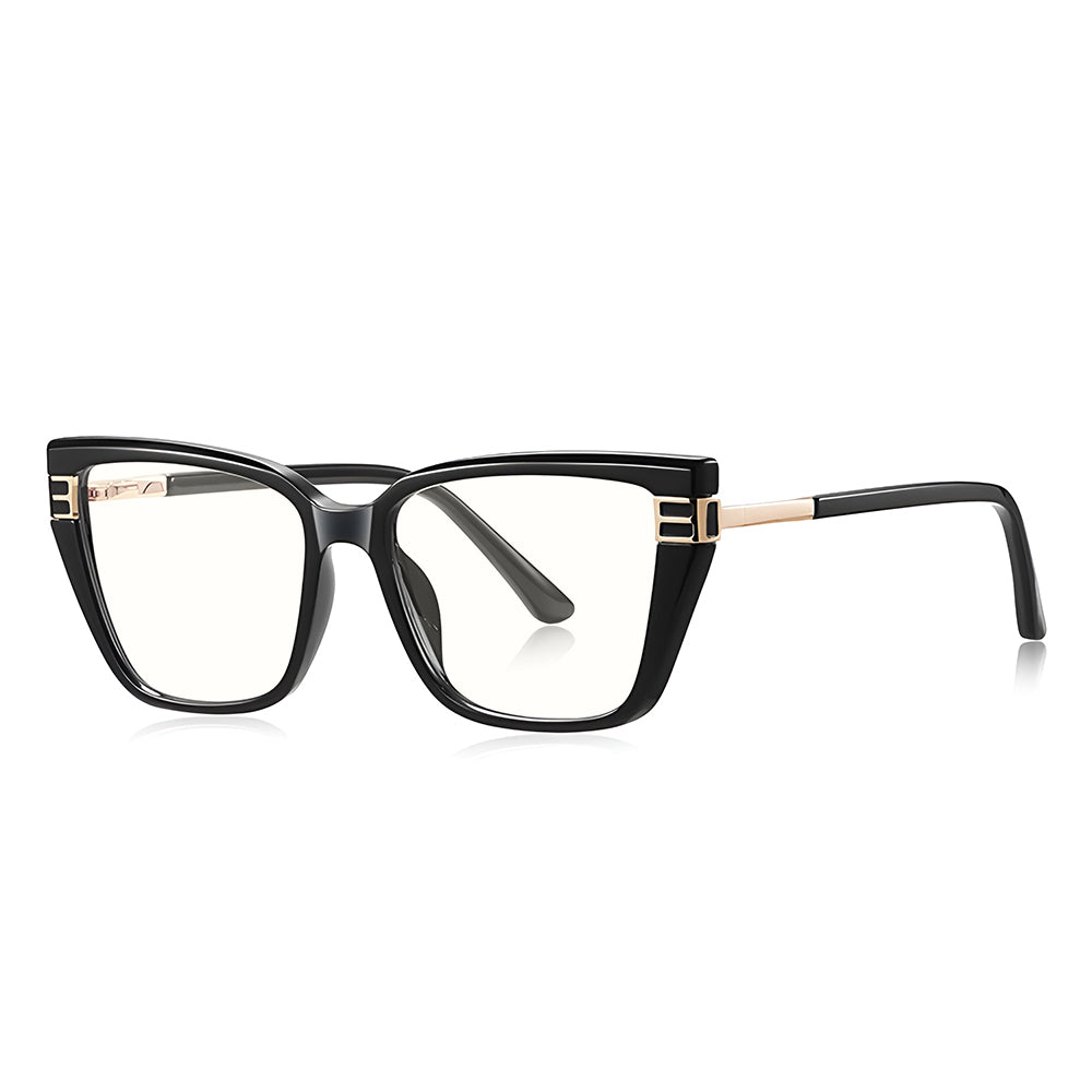 Techsuit 2275 Women's Computer Glasses, Anti-Blue Light, Black Gold