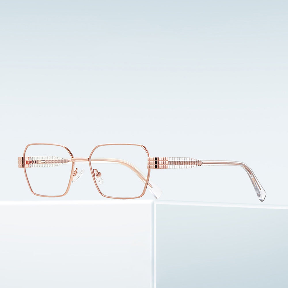 Techsuit 3161 Women's Computer Glasses, Anti-Blue Light, Pink Gold