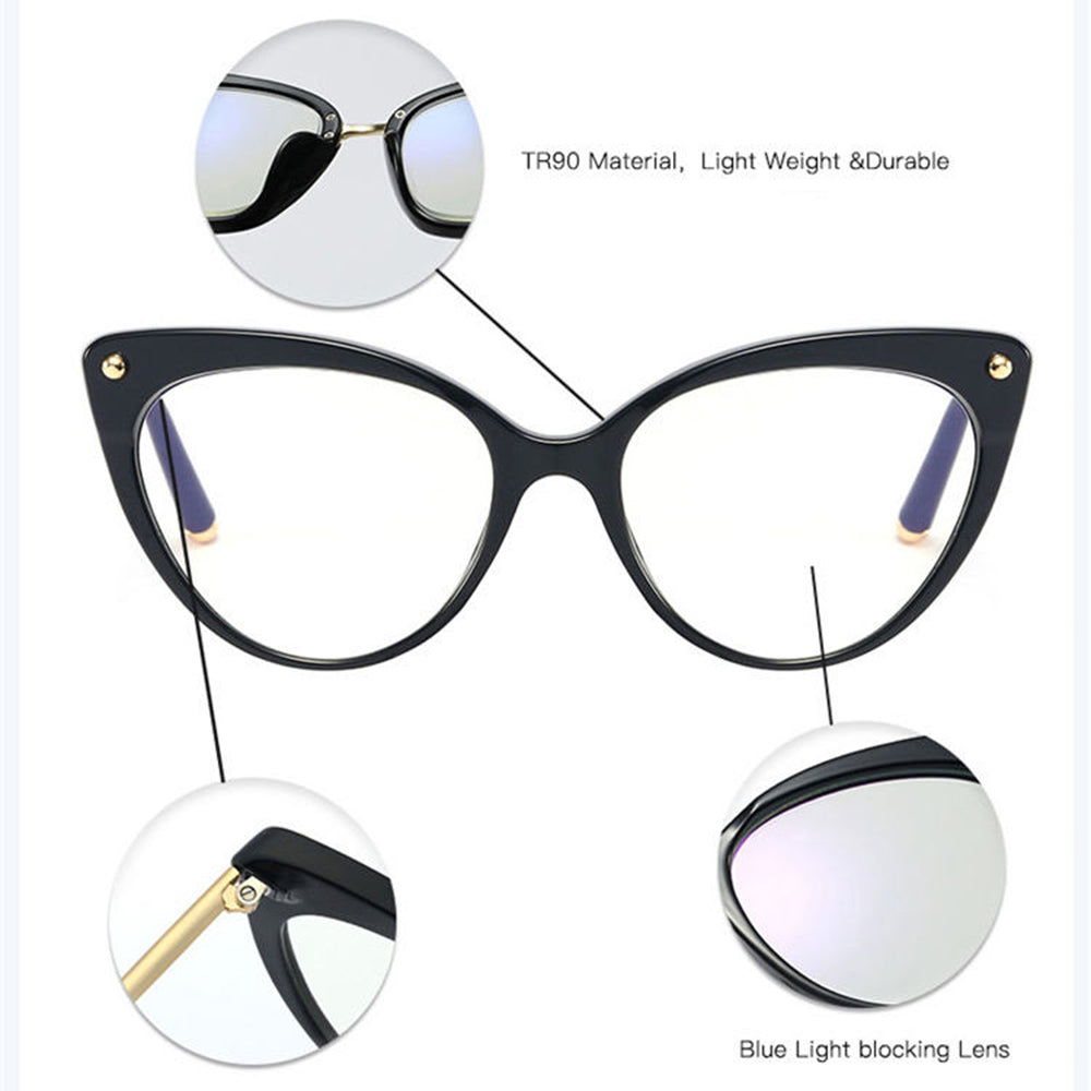Damspecifika datorglasögon Techsuit F93308, Anti-blått ljus, Svart och guld