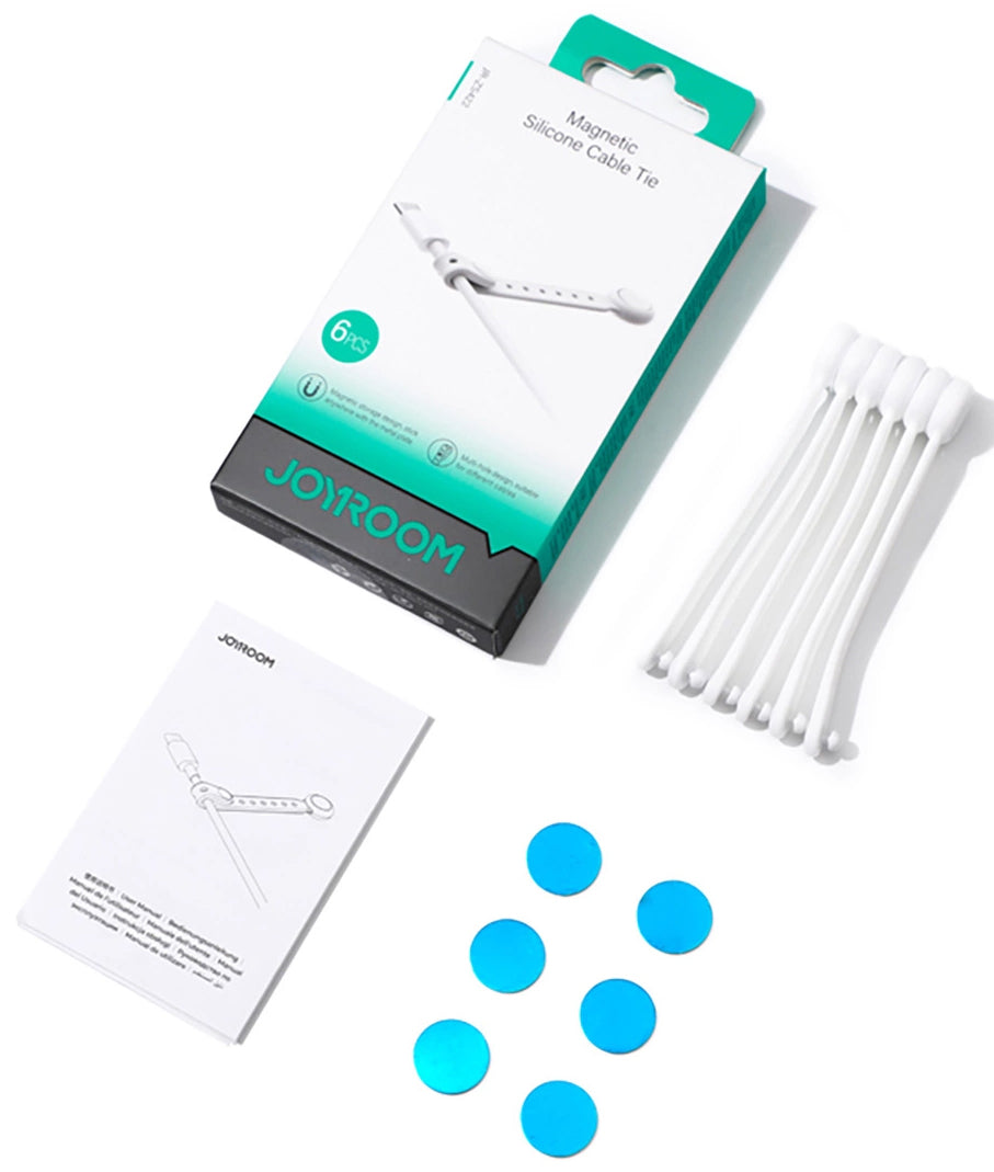 Kabelorganisatör Joyroom JR-ZS422, Magnetisk, Set om 6 Stycken, Vit