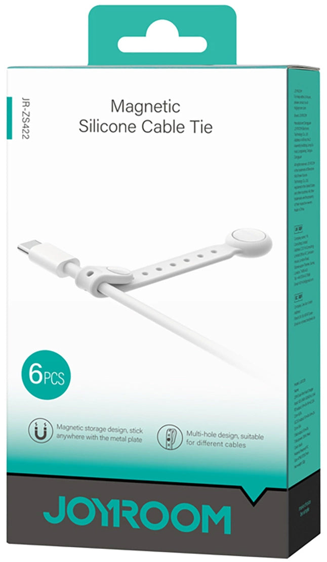Kabelorganisatör Joyroom JR-ZS422, Magnetisk, Set om 6 Stycken, Vit