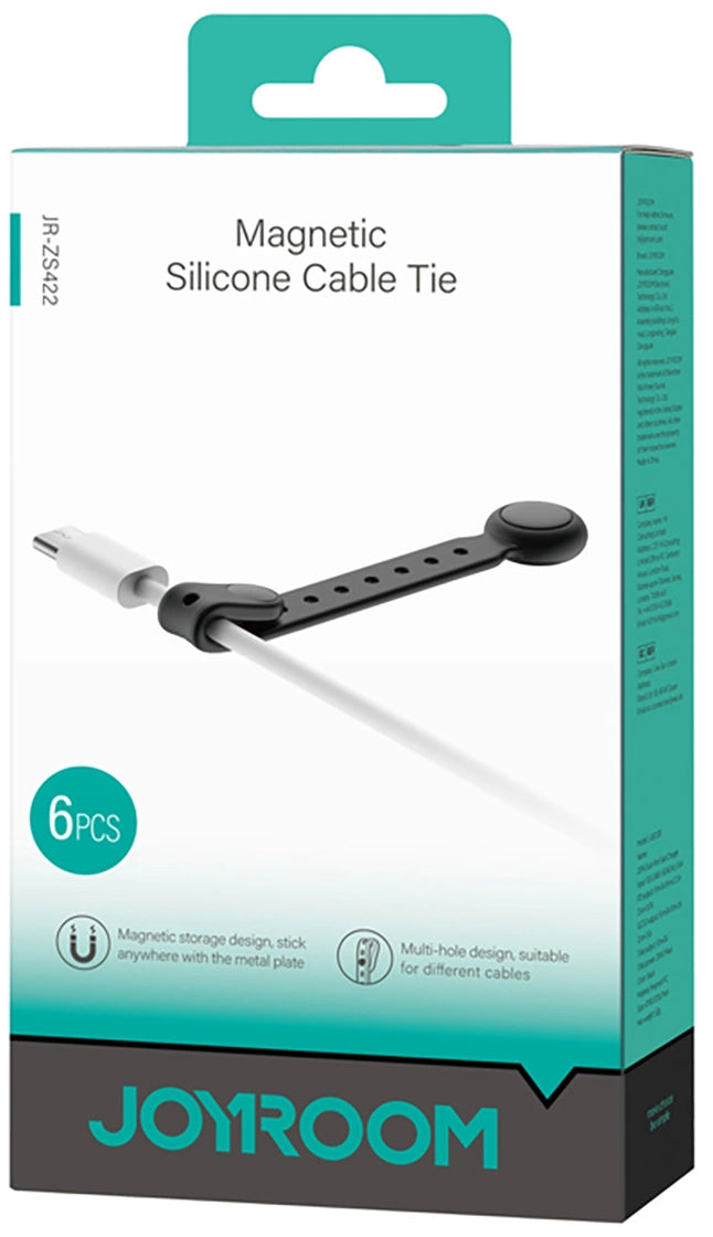 Kabelorganisatör Joyroom JR-ZS422, Magnetisk, Set om 6 Stycken, Svart