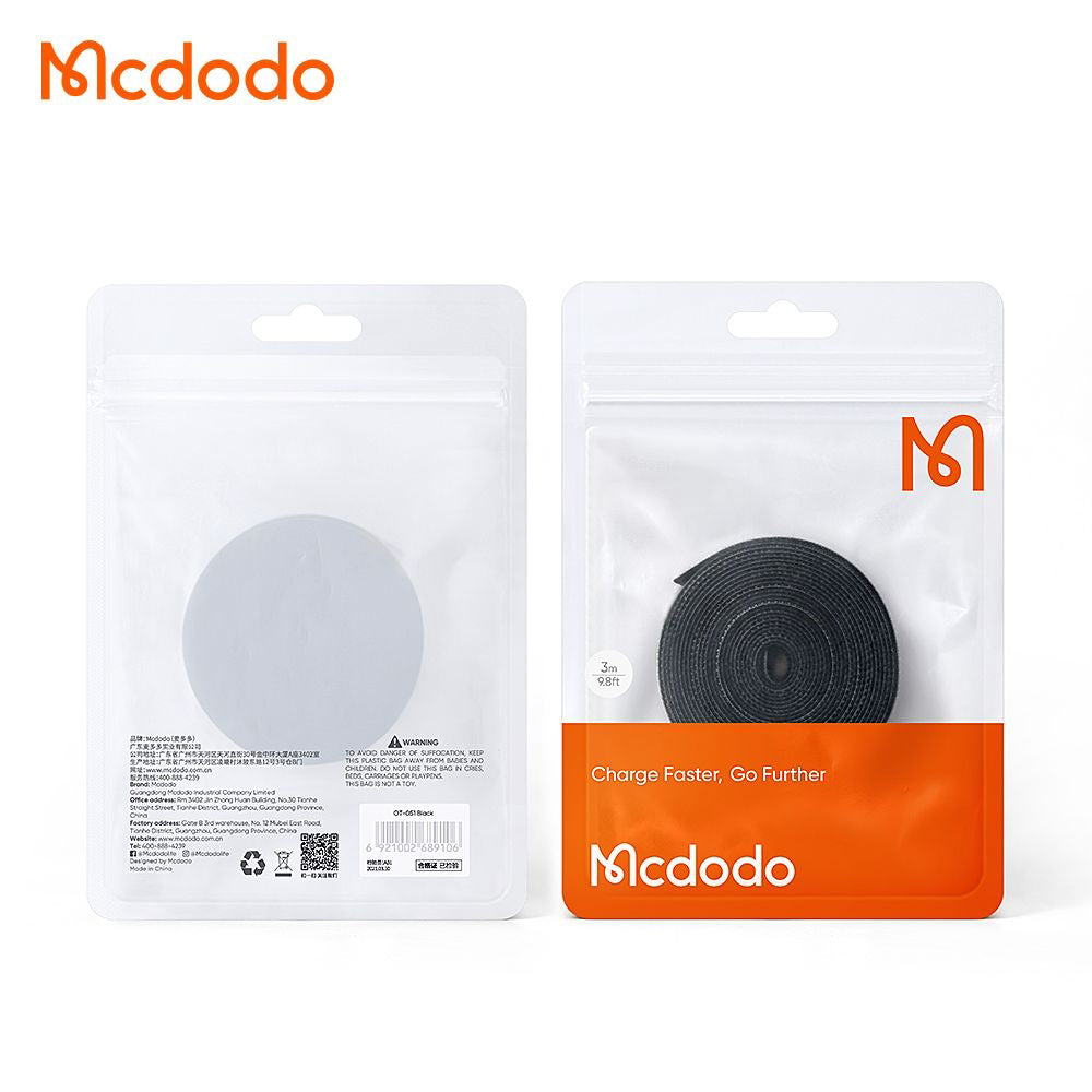 Kabelorganisatör McDodo VS-0961 Belt, Velcro, 3m, Svart