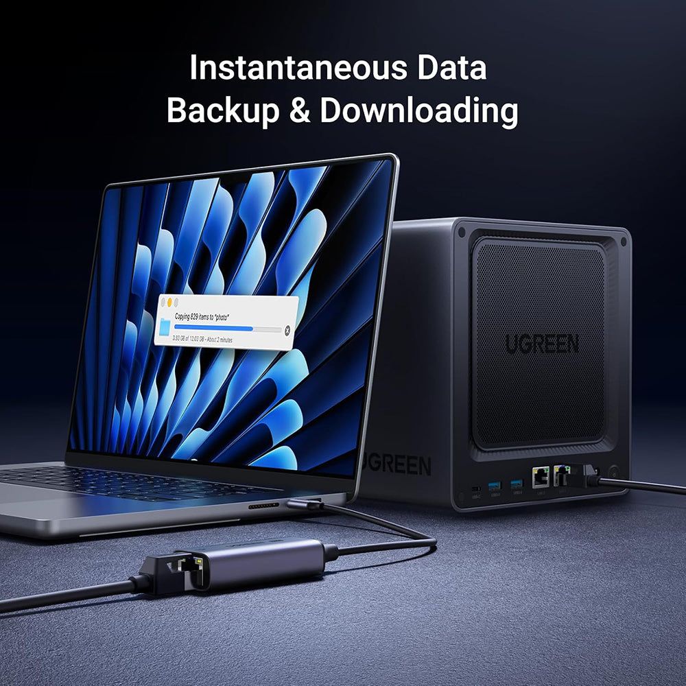 UGREEN CM648 (25052) nätverkskort, RJ45, USB-C, Grå