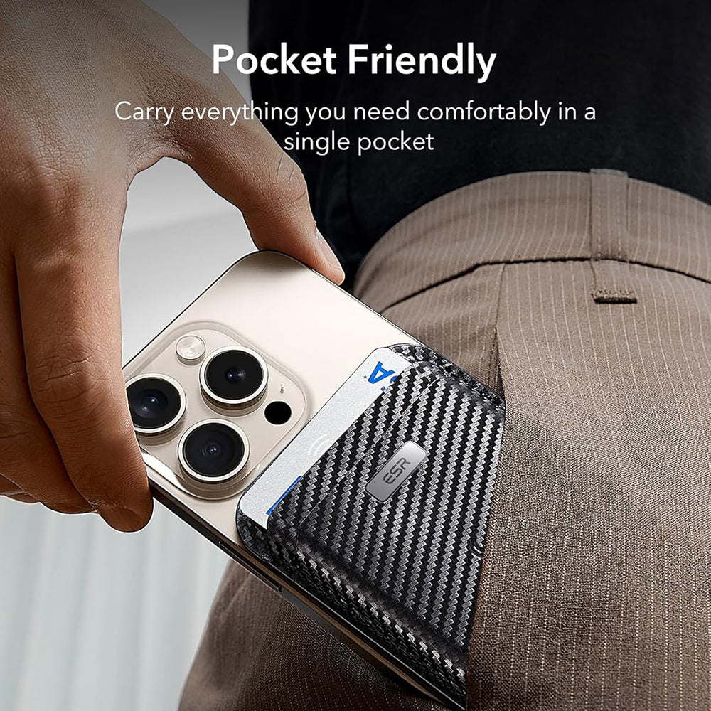 Magsafe-plånbok, ESR, Classic Geo Carbon, Svart