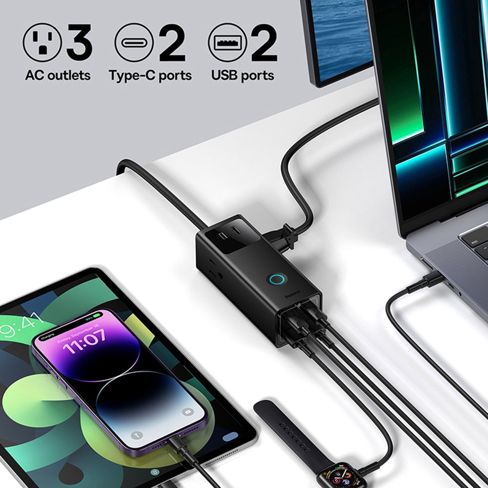Förlängningssladd Baseus PowerCombo US, 3 x Uttag, Svart PSLA020101