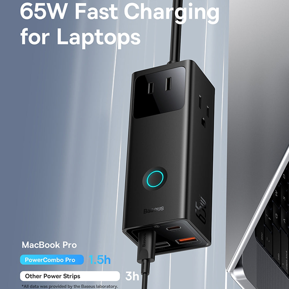 Förlängningssladd Baseus PowerCombo US, 3 x Uttag, Svart PSLA020101