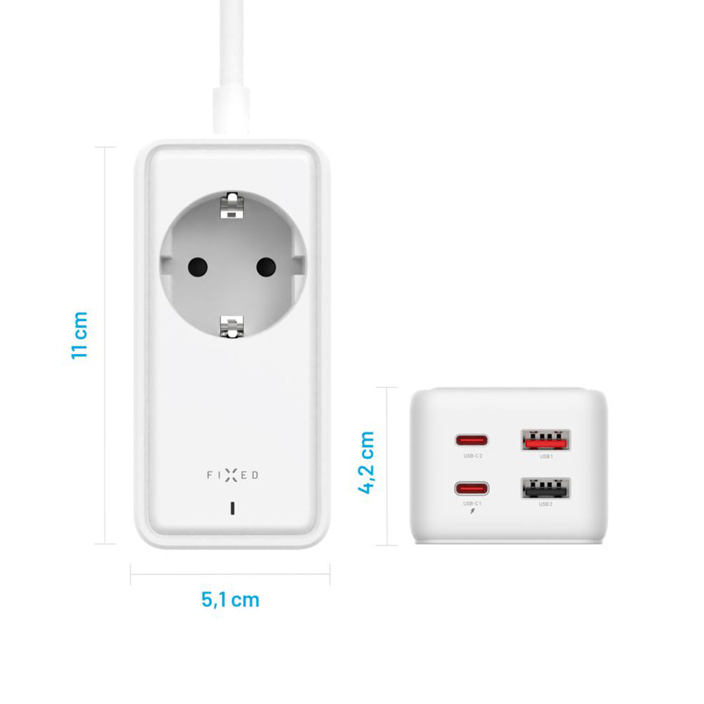 Fixed Extension Cord, 1 x Schuko, White