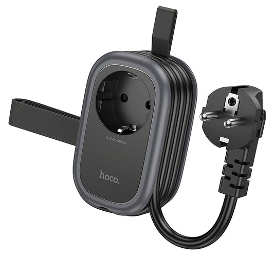 Förlängningssladd HOCO NS6, 12W, 2,4A, 2 x USB-A - 1 x USB-C - 1 x Schuko, Svart