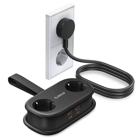 Orico-förlängningssladd AP3, 2 x Schuko - 2 x USB-A - 2 x USB-C, Svart