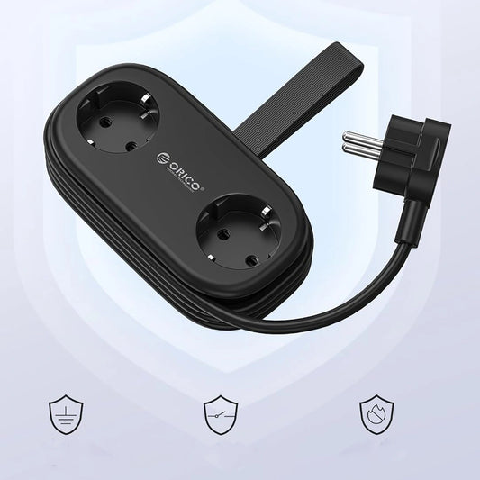 Orico APP förlängningssladd, 2 x Schuko - 2 x USB-A - 1 x USB-C, Svart
