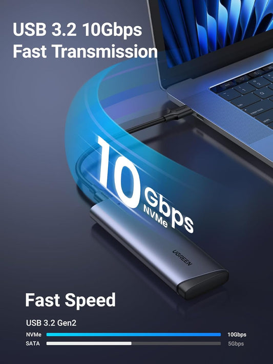 Rack UGREEN CM767 för SSD SATA M.2 NVMe, Grå