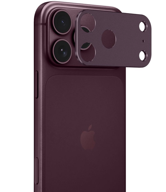 Tech-Protect Camalloy Fit+ skyddsram för bakre kamera till Apple iPhone 18 Pro Max, aluminium, vinröd