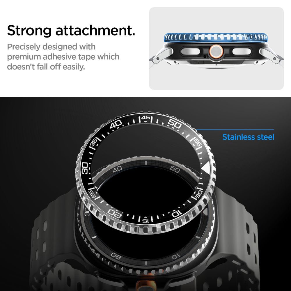 Spigen Tune Pro Diver skyddsram för Samsung Galaxy Watch8 Classic, Svart