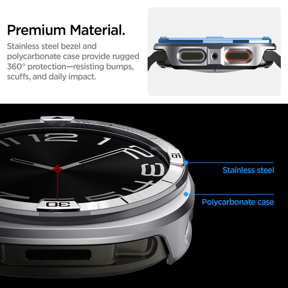 Skyddram Spigen Tune Pro Pilot för Samsung Galaxy Watch8 44mm, Silver
